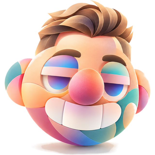 Bert n Ernie co-founder, drawn as a smiling pastel 3D cartoon face